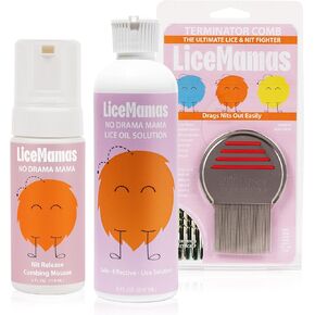 Ultimate Lice Treatment Kit – Lice Removal Oil, Enzyme Mousse & Terminator Comb | Safe for Kids & Adults | Non-Toxic, Professional-Grade Lice Solution