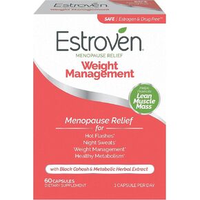 Estroven Management Management for Menopause Relief - 30 ct. - المكونات المثبتة سريريًا تساعد في إدارة الوزن ، وتوفير التعرق الليلي وتخفيف الفلاش الساخن- خالية من الأدوية وخالية من الغلوتين