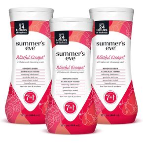 Summer's Eve Simply Sensitive Daily Gentle All Over Feminine Body Wash, Removes Odor, Feminine Wash pH Balanced, 15 fl oz, 3 Pack