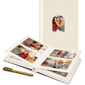 Premium Small Photo Album 4x6 مع 20 جيوبًا ، وكتاب ذاكرة غلاف الكتان مع مساحة كتابة مثالية لألبومات صور الزفاف ، وكتب الأطفال ، ومجلات السفر ، Beige
