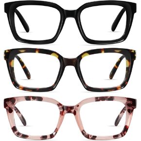 XVXV Reading Glasses for Women Men - Blue Light Blocking Readers Oversize Oprah Square Anti Glare/Eyestrain Spring Hinge