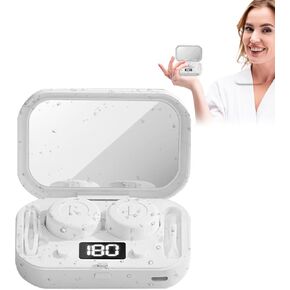 Contact Lens Cleaner Machine, Soft Contact Lenses Cleaners Case with Night Light, Automatic Vibration Contact Lens Cleaning Kit for Traveling White