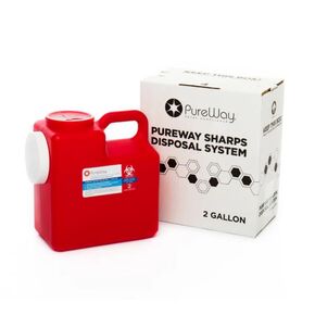 MailBack 1.4 Quart PureWay Sharps Container Disposal System - [PrePaid Return Label Included] for Home, Travel, Professional, and Personal Use