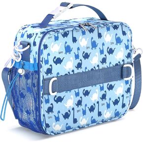 YOLAY Kids Lunch Bag, Double Insulated, Durable, Spacious with Zippered Pocket, Adjustable Straps & Handles, Bento Lunch Bag for School & Outdoor - Sharks (Large)