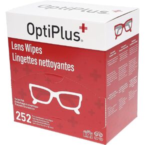 OptiPlus Eyeglass Lens Wipes l Pre-Moistened l Cleaning Wipes for Glasses, Computer & Laptops Screens, Smart Phones, Optical Lens, Goggles, and Watch Screen l Quick-Dry & Scratch-Free | 252 Count