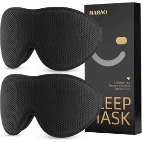 Sleep Mask for Side Sleeper, Eye Mask for Sleeping Women Men, 3D Contoured Cup No Eye Pressure 100% Light Blocking Sleeping Mask with Adjustable Strap Night Blindfold Flight, Travel, Nap, Black