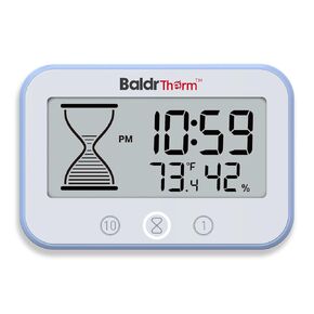 Shower Clock, Works as a Countdown Timer, Real-time Clock, Hygrometer Thermometer. IP67 Waterproof Safe for Kitchen Bathroom Use. (White)