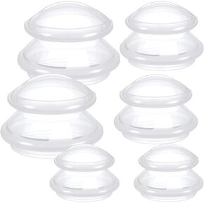 6 Pcs Silicone Cupping Therapy Set - 3 Sizes Professional Massage Cups for Cellulite Reduction, Myofascial Release, Joint & Muscle Pain Relief, Studio and Household Use (Clear)