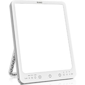 مصباح العلاج بالضوء Suxio - 10000 Lux Therapy Light ، 3 توقيت ووضع مصباح سعيد ، مصابيح ضوء النهار اللمس مع وظيفة الذاكرة ، مربع العلاج بالضوء المحمول لاستخدام المنزل/المكتب باستخدام مزاج رفع