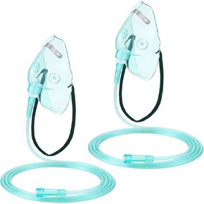 Geiserailie 2 Pack XL Oxygen Mask with 6.6 Ft Tubing and Adjustable Elastic Strap, Adult Oxygen Mask with Tubing, Oxygen Masks for Face Adult