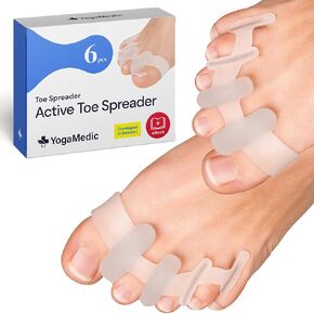 yogamedic® punion courcect toe فاصل إصبع القدم لأصابع القدم الكبيرة للاسترخاء والانتشار وتمتد 6pcs لدعم Hallux Valgus & Bunion- 0 ٪ من وسادات واحدة من السيليكون الناعم ، واقي لأصابع القدم المتداخلة للجنسين