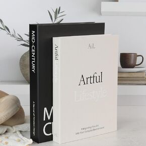 Aesthetic Decorative Books - Set of 2 Stylish Boxes Enhance Your Coffee Table, Bookshelf or Mantle Decor - Beautiful Fake/Faux Books for Modern Home Decoration, Photo Storage and as a Keepsake Box
