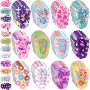 Panelee 60 Pcs Adhesive Eye Patches for Kids Girls Toddler Eye Patches Bulk Breathable Material, Light Blocking Cotton Colorful and Fun Designs Adhesive Bandages for Girls, 12 Styles