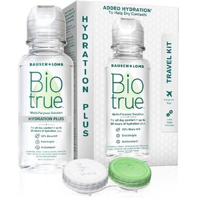 حل العدسات اللاصقة Biotrue ، حل متعدد الأغراض للعدسات اللاصقة الناعمة ، واصلت علبة العدسة ، 10 أوقية