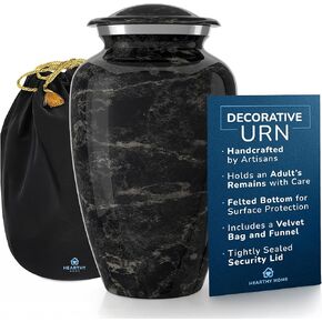 Handcrafted Urn for Ashes Adult Male and Female - Cremation Urns for Human Ashes Adult Man and Woman - Decorative Funeral Urns - Memorial Urn with White Marble Finish - Includes Velvet Bag - Large in Kuwait