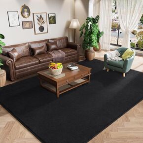 Amearea Modern Soft Hallway Runner Rug, 2x6 Feet Washable Runner Rugs for Hallway, Black Fluffy Rug Bedroom Bedside Rugs, Non Slip Memory Foam Rug Carpet for Entrance Kitchen Living Room Decor