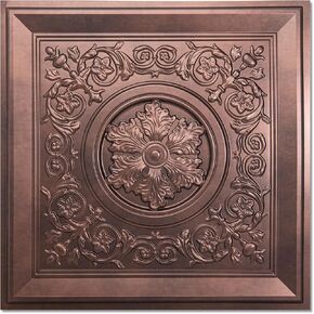 WOWSTAR 12-Pack 24"x24" Drop Ceiling Tiles, Waterproof Glue Up Vintage Style 3D Ceiling Tiles, Black