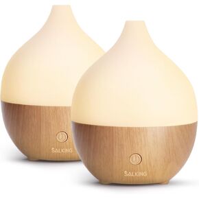 SALKING Essential Oil Diffuser, 100ml Small Aromatherapy Diffuser with Auto Shut-Off Function, Ultrasonic Diffusers for Essential Oils, Cool Mist Humidifier with Warm White Lights, for Office Home