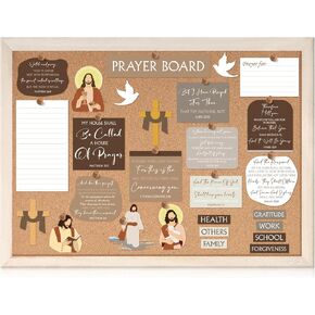 Chunful 100 Pcs Prayer Board Kit Prayer Board Supplies for Women with Pins Envelope and Bible Verse Quotes Floral Christian Gift DIY Wall Art for Living Room Office(Not Including Plank)