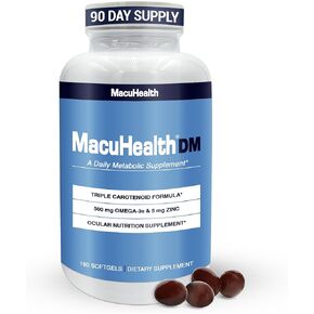 Macuhealth Daily Metabolic Triple Carotenoids, with EPA/DHA Omega-3 - Vital Minerals with Zinc – 180 Softgels for Long-Lasting Use