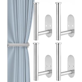 4pcs Curtain Holdbacks, Screw-in Curtain Tiebacks Curtain Tie Backs Curtain Holders for Wall Mounted Curtain Pull Backs for Drapes, Curtain Side Holders Hooks, 304 Stainless Steels, Black