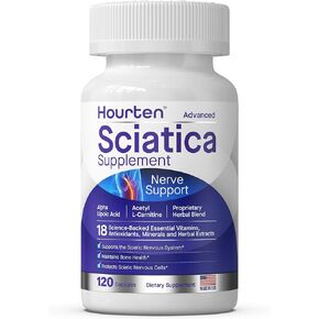 Advanced Sciatic Nerve Support Relief: Alpha Lipoic Acid - 18 in 1 Sciatica Supplements - Vitamin B Complex - Made in USA (120 Capsules)
