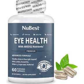 nubest areds 2 فيتامينات العين صحة العين مع مسحوق جزر بيتا كاروتين ، 20 ملغ من اللوتين ، 4 ملغ من زياكسانثين ، بليبيري ، بذور العنب ، Bioperine ، B -commlex ، multivitamin لصحة العين - 60 كبسولات نباتية