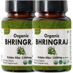 Bhringraj 120 أقراص | Eclipta Alba (Bhringraj) | USDA Organic Certified | العناية بالشعر الأيورفيدا | العضوية والطبيعية 120TAB - حزمة 3