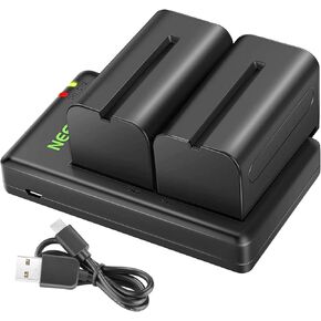 نيوير بطارية ليثيوم ايون بديلة 6600mAh مع شاحن USB لسوني NP-F550 570 750 770 970 960 975، سوني هاندي كامز، NW CN160 CN-216 اضاءة LED، NW 759 74K 760 فيل وورلد، 759 74K 760 0 مراقب الميدانية