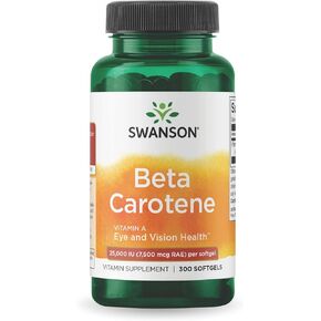 Swanson Beta-Carotene Vitamin A 25000 IU Softgels - Skin, Eye, and Immune System Health - Antioxidant Support - 7500 mcg (300 Softgels)