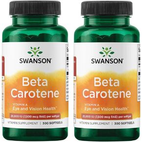 Swanson Beta-Carotene Vitamin A 25000 IU Skin Eye Immune System Health Antioxidant Support 7500 mcg 300 Softgels Count (2 Pack)