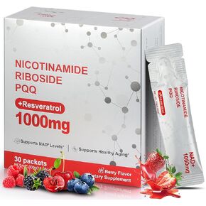 ملحق NAD 1000mg ، مكملات NAD NiCotinamide الريبوسيد ريسفيراترول مع PQQ ، قوة إضافية بديلة للنساء والرجال ، نكتة NAD+ Berry Flavor for anti -acer