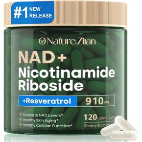 NAD Supplement, NAD Nicotinamide Riboside 910 Mg for Men and Women, Liposomal Nicotinamide Riboside Resveratrol, for Anti-Aging, Energy, Focus, Boost NAD+ - 120 Capsules