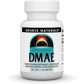 مصدر Naturals DMAE ، ثنائي ميثيل أمينوثانول بيتلترت - يدعم التركيز العقلي - 50 قرصًا