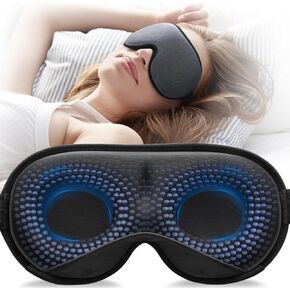 YFONG Weighted Sleep Mask, Women Men 3D Blocking Lights Sleeping Mask (4.2oz/120g), Pressure Relief Night Sleep Eye Mask with Adjustable Strap, Eye Cover Blindfold for Travel Nap Yoga, Black