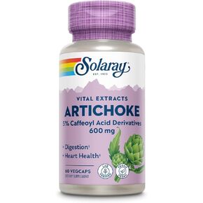 Solaray Shurichoke Leaf Extract 600mg | فاعلية مضمونة | الكبد الصحي ، مرارة المثانة ودعم وظيفة الجهاز الهضمي | مختبر التحقق | 60 VEGCAPS