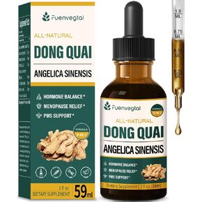 Dong Quai (Angelica Ainensis) يسقط للنساء ، ودعم الإغاثة من انقطاع الطمث ودعم PMS مع خلاصة العشبية السوداء البرسيم الأحمر ، وملحق سائل طبيعي للهبات الساخنة ، والتعرق الليلي. 2oz