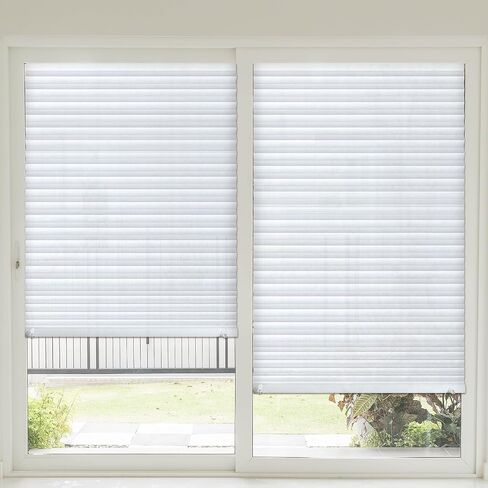 2 Pcs 35 x 110 inches Temporary Blinds No Tools Cut to Size Fabric Paper Shades Adhesive Privacy Blinds for French Door Sliding Door Window Light Filtering Pleated Shades (White) in Saudi Arabia