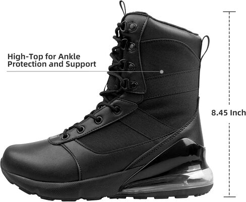 Women's Wide Tactical Work Boots Lightweight Air Cushion Side Zipper Military Boots Comfortable Waterproof Motorcycle Combat Hiking Boot 8 Inches in Saudi Arabia