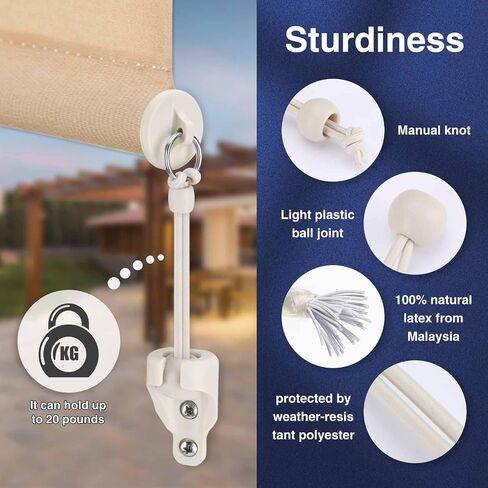 Sun Shade Parts Bungee Kit and End Cap,Weather Resistance,for Coolaroo Exterior Roller Shade,Outdoor Blinds,Roller Shades(Sand,2 Set) in Kuwait