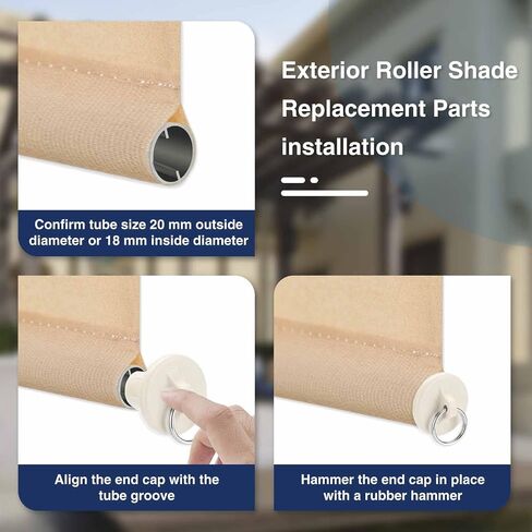 Sun Shade Parts Bungee Kit and End Cap,Weather Resistance,for Coolaroo Exterior Roller Shade,Outdoor Blinds,Roller Shades(Sand,2 Set) in Kuwait