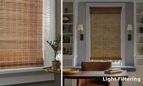 Lazblinds لا توجد أدوات لا تمرينات من الخيزران الروماني ، وعلاج النافذة تصفية الضوء ، والستائر من الخيزران من أجل النافذة 34 'W x 64' 'H ، Brown in Kuwait
