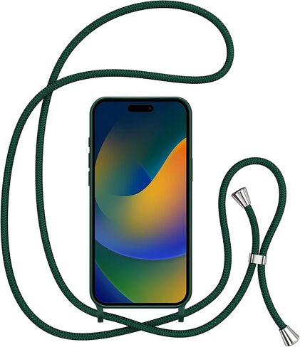 ZTOFERA Crossbody Case for iPhone 12/12 Pro 6.1",Liquid Silicone Case with Adjustable Neck Cord Strap,Shockproof Soft Slim TPU Protective Cover for iPhone 12 & iPhone 12 Pro-Black in Kuwait