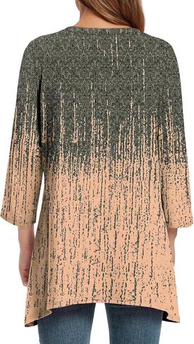 OFEEFAN Tunic Tops for Women Loose Fit Dressy 3/4 Length Sleeve Womens Tops with Asymmetrical Hem S-4XL in Saudi Arabia