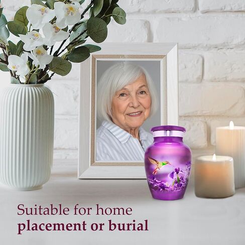 Trupoint Memorials Small Urns for Human Ashes Keepsake, Decorative Mini Cremation Urn for Adult Men & Women – Small, Purple Hummingbird in Saudi Arabia