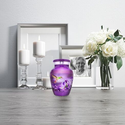 Trupoint Memorials Small Urns for Human Ashes Keepsake, Decorative Mini Cremation Urn for Adult Men & Women – Small, Purple Hummingbird in Saudi Arabia