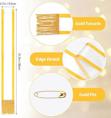 Dreamtop 16PCS SASH SASH WHITE فارغ وشاح فارغ فارغ للمسابقات كبار SASH 2025 وايت وشاح للتجميل مسابقة ملكة الجمال in Kuwait