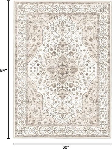 Area Rug 5x7, Machine Washable Rugs for Bedroom, Large Non Slip Persian Rug for Bedroom Living Room Kitchen Entryway Bathroom Office Carpet Brown… in Saudi Arabia