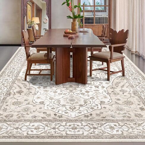 Area Rug 5x7, Machine Washable Rugs for Bedroom, Large Non Slip Persian Rug for Bedroom Living Room Kitchen Entryway Bathroom Office Carpet Brown… in Saudi Arabia