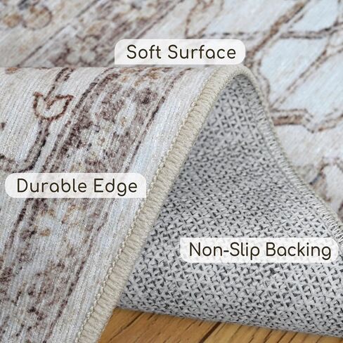Area Rug 5x7, Machine Washable Rugs for Bedroom, Large Non Slip Persian Rug for Bedroom Living Room Kitchen Entryway Bathroom Office Carpet Brown… in Saudi Arabia